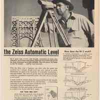 Ad for the Zeiss Automatic Level made by Keuffel & Esser Co., N.Y.; Civil Engineering, May 1960.