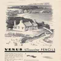 Ad, magazine: Venus Drawing Pencils. (Instructional scenic illustration by Ted Kautzky.) American Pencil Co., 506 Willow Avenue, Hoboken, N.J.