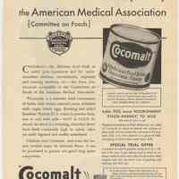 Ad, Cocomalt: Cocomalt accepted by the American Medical Association. By R.B. Davis Co., Hoboken; in Hygeia, July 1932.