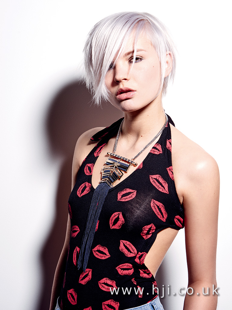 2015 Platinum asymmetric choppy bob