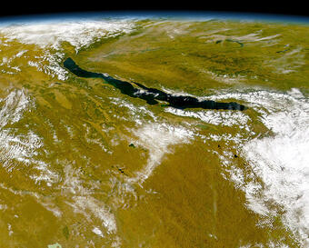 Satellite photo of Lake Baikal, Russia