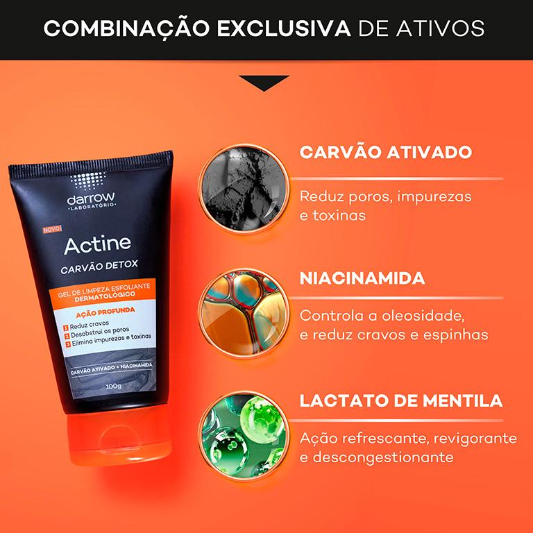 Darrow Actine Carvão Detox Gel De Limpeza Esfoliante Dermatológico