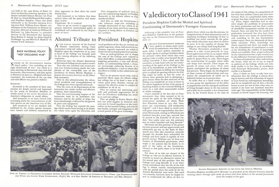 Valedictory to Class of 1941