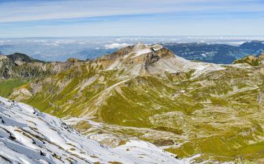 mountains, slopes, snow, clouds, nature