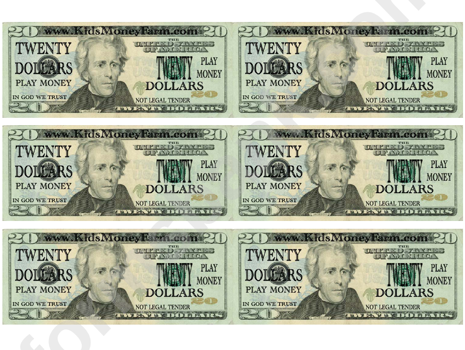 Printable 20 Dollar Bill - Printable World Holiday