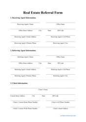 Document preview: Real Estate Referral Form