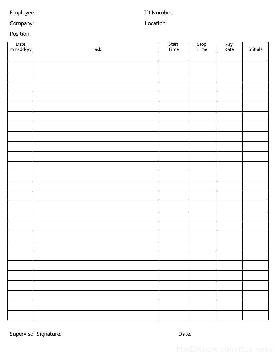 Employee Log Template