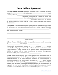 Document preview: Lease to Own Agreement Template