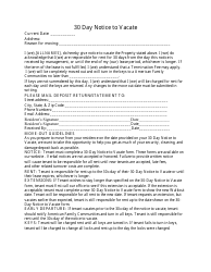 30 Day Notice Template Pdf