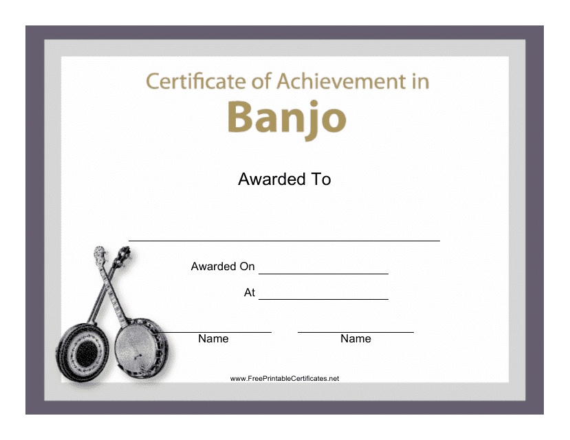 Banjo Certificate of Achievement Template