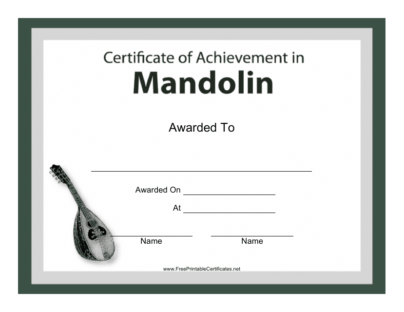 Mandolin Certificate of Achievement Template