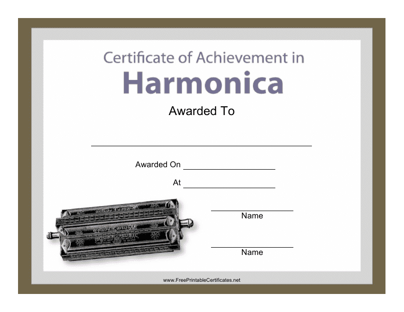 Harmonica Certificate of Achievement Template