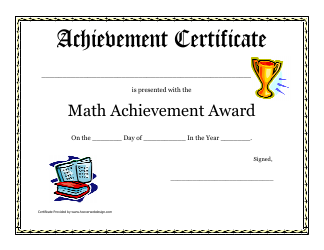 Document preview: Math Achievement Award Certificate Template