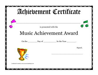 Document preview: Music Achievement Award Certificate Template