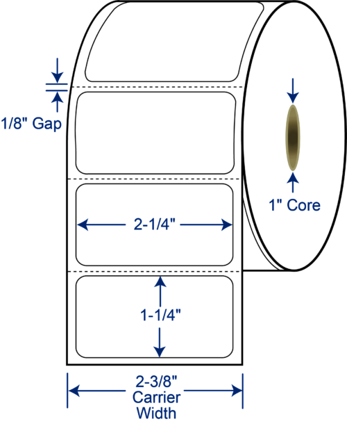 2 1/4" x 1 1/4" Direct Thermal Labels