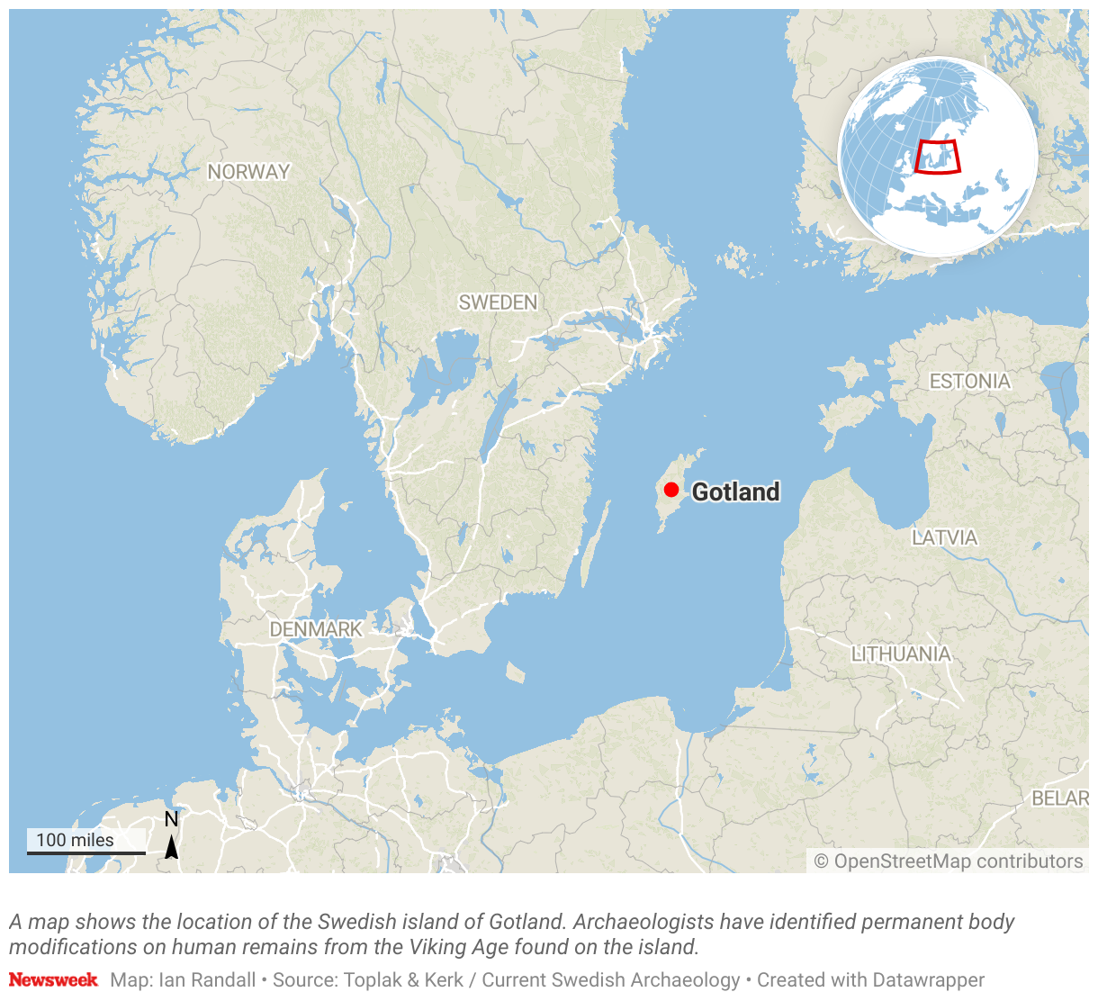 A map shows the location of the Swedish island of Gotland.