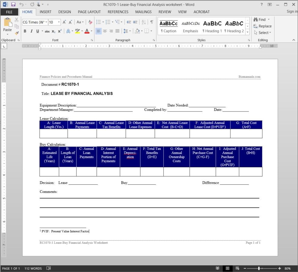 Leasebuy Financial Analysis Worksheet   Rc10701