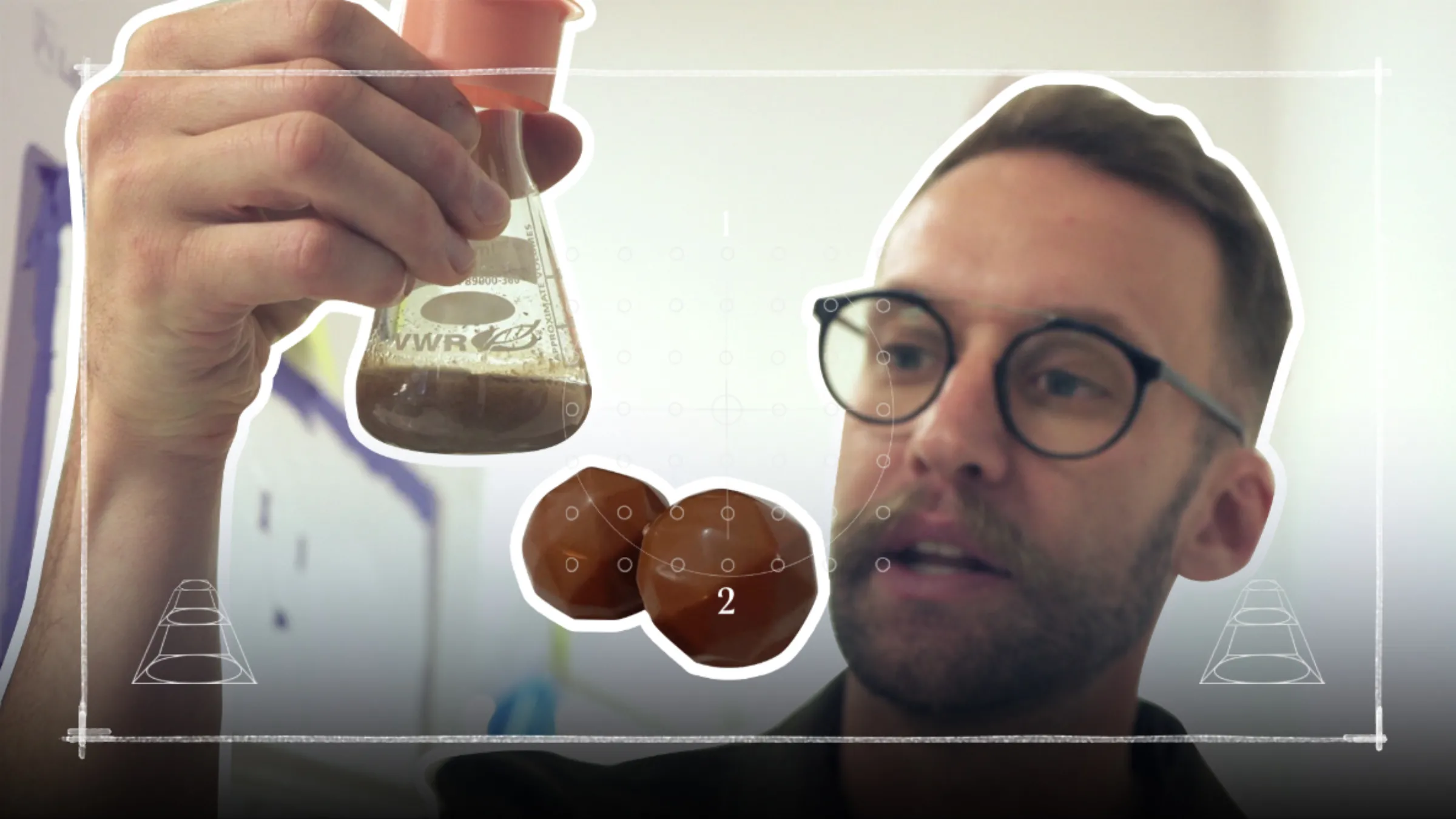 Steven Stearns, Head of Strategy and Development at California Cultured, is pictured preparing lab-grown chocolate prototype using a technology called 'plant cell culture' for the for the Context video 'Can a more ethical chocolate bar be grown in the lab?'