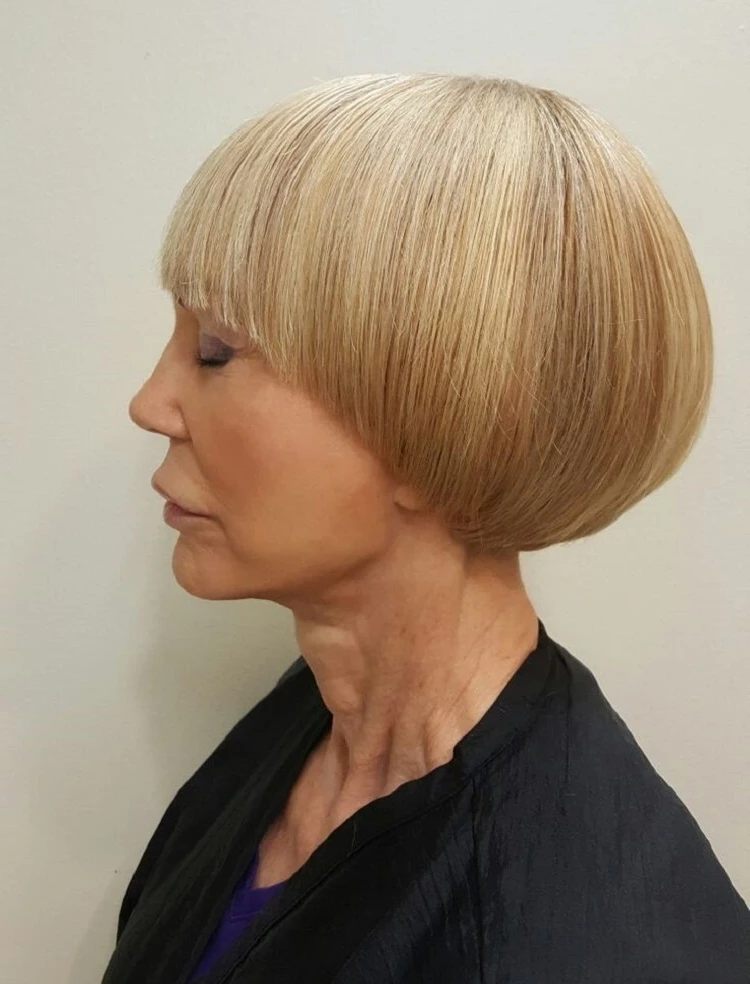 Layered bowl cut longer at the neck