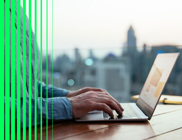 Man accessing remote server from laptop