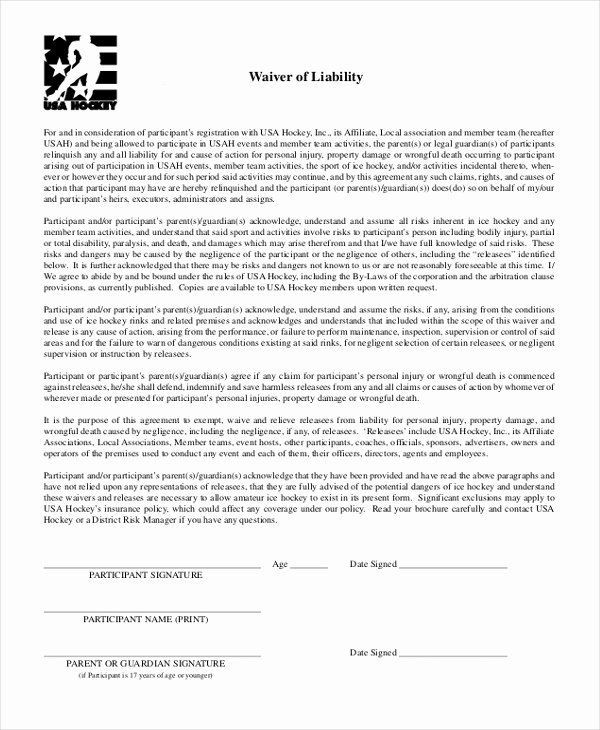 Personal Injury Waiver form Fresh Free 10 Sample Waiver Of Liability forms In Pdf