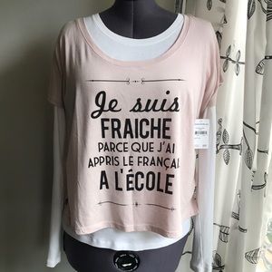 NWT FRENCH GRAPHIC T-SHIRT SZ L