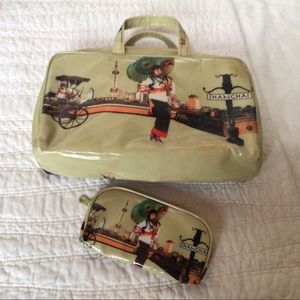 Vintage Shanghai bag and cosmetic purse 12x9x3