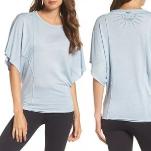 Free People Womens Freeform Tee Sz S Small Mineral Blue OB638438 *Read