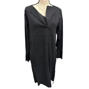 NWT COS Shift Dress Black V-Neck Long Sleeve Pockets Size 4