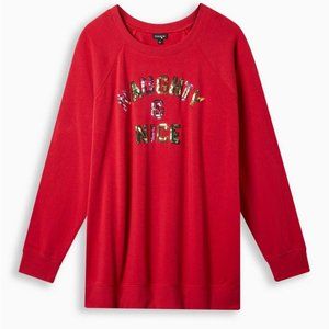 Torrid Sweatshirt 3X Christmas Holiday Naughty & Nice Fleece Pullover Top New