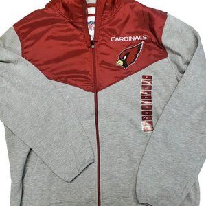 Team Apparel Mens XL Arizona Cardinals Full Zip Fleece Hoodie Jacket Gray Red