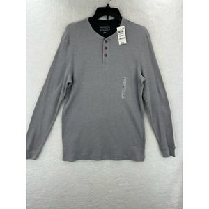 Club Room, Men's Thermal Henley Shirt, Small Smooth Silver