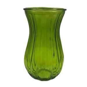 Vintage Green Glass Flower Plant Vase Indoor Tabletop Display Collectible Decor