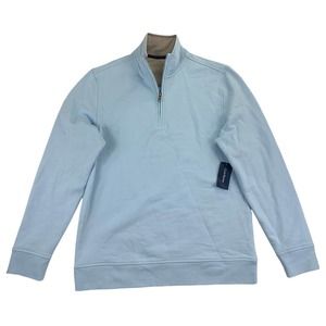 Club Room Mens 1/4-Zip Fleece Pullover Sweatshirt Sweater Light Blue S