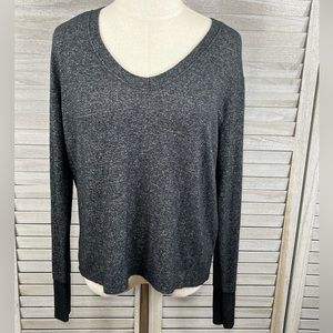 ME TO WE Long Sleeve Tee V Neck Soft & Stretchy Charcoal Gray-Small