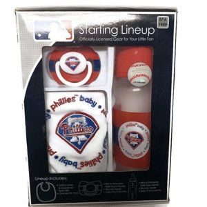 MLB Philadelphia Phillies Starting Lineup Team Bib Pacifier & Bottle Gift Set