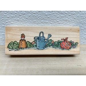 Vintage 1998 Stampedous Beatrix Potter Garden Border Wood Mounted Rubber Stamp