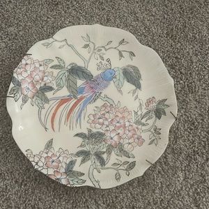 Vintage TOYO plate with textured Bird and flower decor