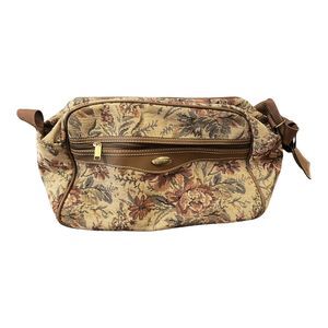 Vintage Jaguar Floral Tapestry Luggage Shoulder Bag Carry On Overnight (clst)