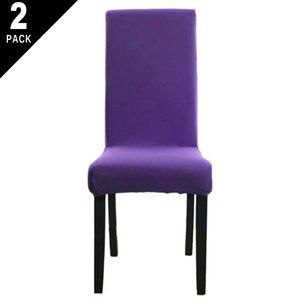 2 Stretch Dining Chair Covers Purple Removable Slipcovers Protectors NNT