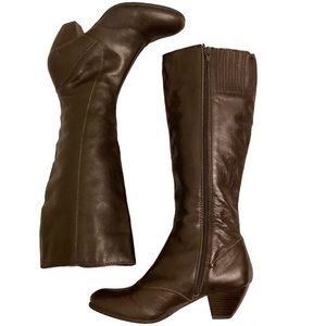 B.o.c. Leather Calf Height Boots Espresso Brown Women’s Block Heels Size 7