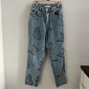 PacSun Butterfly Denim Jeans High Rise Straight 25