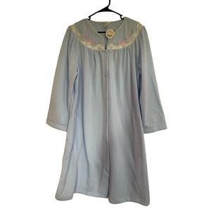 Adonna Button Front Long Sleeve Blue NWT Women's Large Pocket Robe Soft