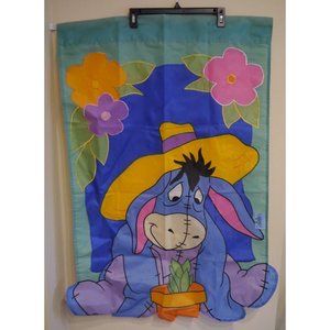 RARE Disney Winnie The Pooh Eeyore Yard Garden Flag 27x44 Inches VINTAGE Flowers