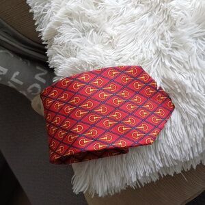 Paolo Gucci Horsebit red & gold vintage tie