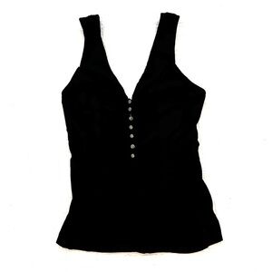 Free People Stretch Corset Style Tank with Button Detail w/Princess seams NWT