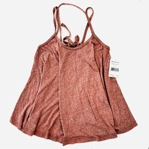 Free People Heathered Pink trapeze style Tank with Tie Detail at Back NWT