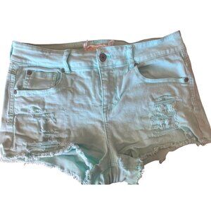 Altar'd State Womens Jean Shorts Sz 29/9 Mint Green Denim Distressed Cut-Offs