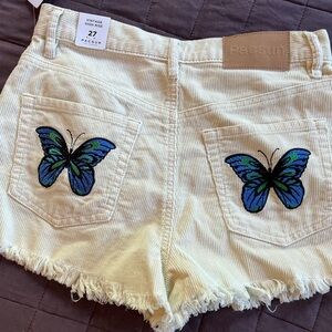 NEW Pacsun Butterfly 🦋 Vintage High Ride Light Tan Corduroy Shorts size 27