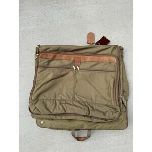 HARTMANN Travel Folding Garment Bag Nylon and Belting Leather Trim Olive/Tan USA